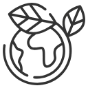 Eine Zeichnung der Welt mit grünen Blättern. Eine Zeichnung der Welt mit grünen Blättern.