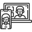 Eine Zeichnung vom Handy und Computer. Eine Zeichnung vom Handy und Computer.